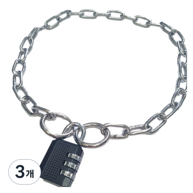 제이제이펫 스테인리스 체인 자물쇠 72cm 자전거 오토바이 잠금장치 세트 번호 쇠사슬 자물쇠, 3개, 은색