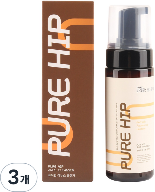 [데일리 클린] 퓨어힙 항문세정제 항문전용 워셔, 3개, 150ml