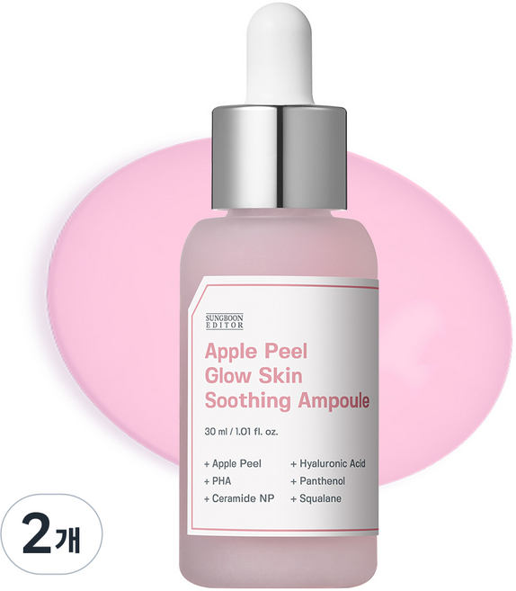 성분에디터 핑크 사과 저자극 모공 진정 히알루론산 수딩 수분 앰플, 30ml, 2개