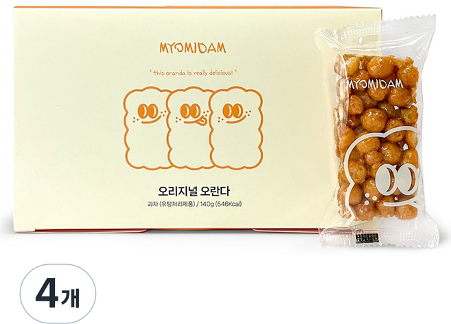 묘미담 부드러운 수제 오란다 강정 오리지널 오란다, 4개, 140g