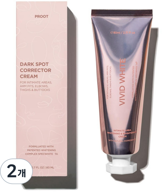 겨드랑이 미백크림 사타구니 착색 크림 팔꿈치 착색 크림 Y존 미백 크림 바디 미백 엉덩이 착색 색소 목 색소 침착 톤업 크림, 80ml, 2개