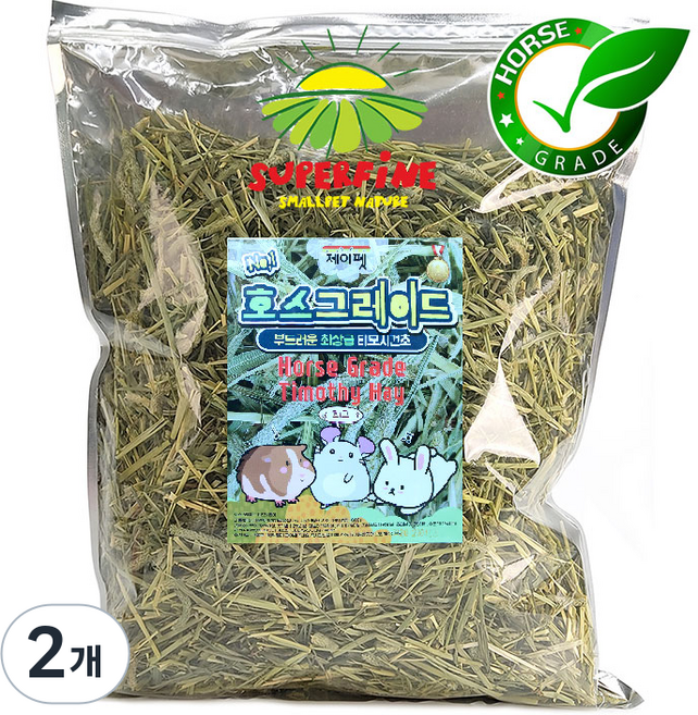 제이펫 슈퍼파인 호스그레이드 티모시 건초 토끼 기니피그 사료, 2개, 600g