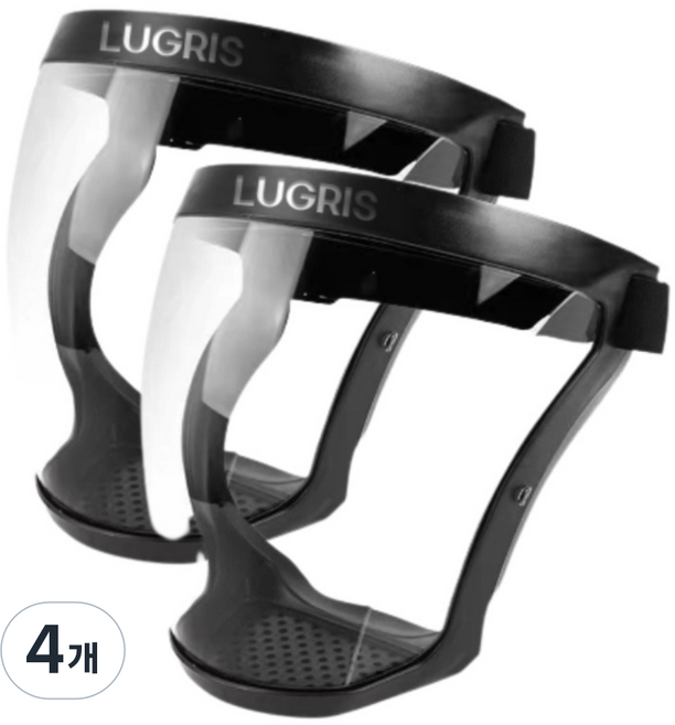 루그리 방호용 공사용 페이스 쉴드 고글 투명 마스크 2P, 1개입, 4개, 블랙