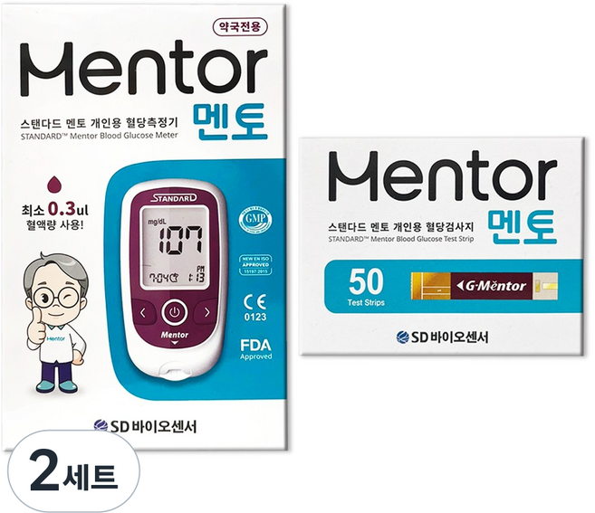 SD바이오센서 멘토 혈당측정기+검사지 50매, 2세트, mentor