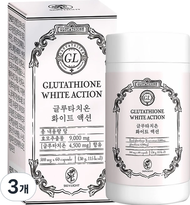 스킨라이트 고함량 글루타치온 다이렉트 화이트 60정 (글루타치온 순함량 4 500mg), 3개 - 쿠팡