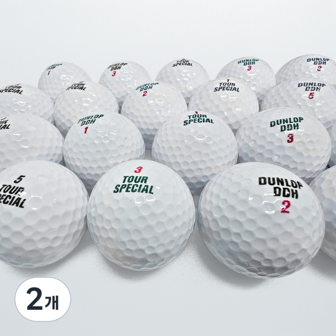 필드추천!!던롭 DDH 투어스페셜 혼합 2피스 화이트 로스트볼, 2개, 32개입, 던롭 화이트 2피스 A+급