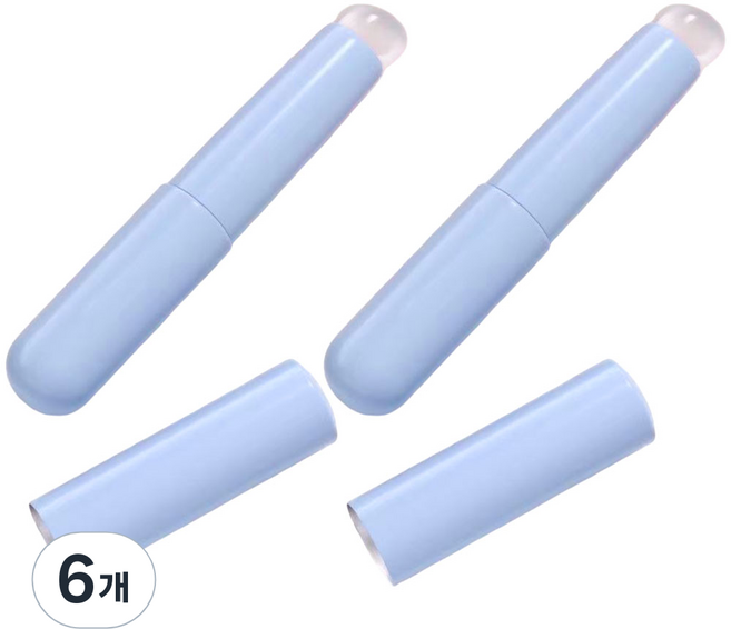 리빙준 파스텔 휴대용 실리콘 립 브러쉬, 블루, 6개