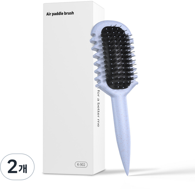Leeko 쿠션 볼륨 헤어빗/두피 마사지 쿠션 빗/정전기 방지 마사지 빗/스타일링 헤어 브러시/엉킴 방지/정전기 방지/꼬리빗/더부룩한 머리, 2개, K902/퍼플