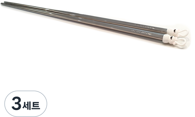멜로우테이블 듀오 베어 롱 튀김 젓가락 | 고리형 316 스테인레스, 3세트, 밀크베어
