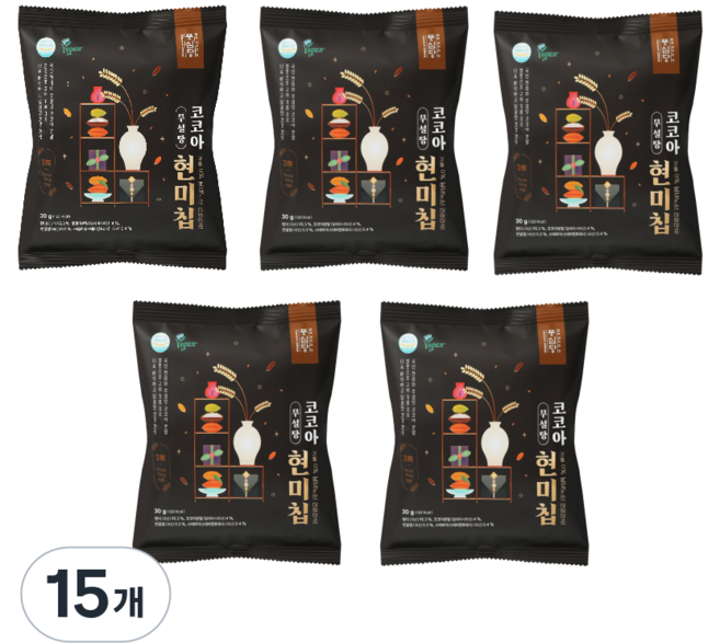 풍심당 열풍칩 무설탕 코코아 현미칩 쌀과자 저당 과자 건강간식 회사 간식, 30g, 15개