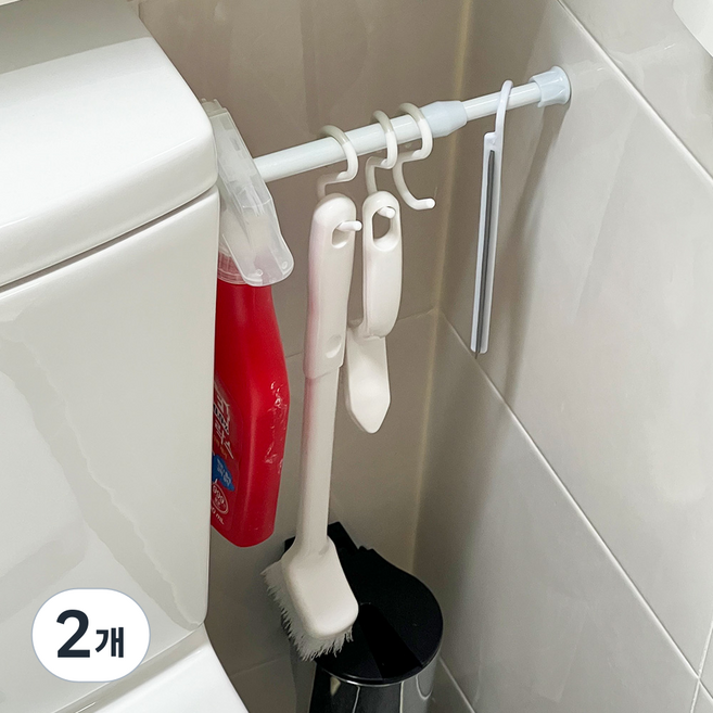 리빙어스 욕실 압축봉 청소도구 5종세트 압축봉 1p 회전홀더2p S자고리3p 틈새솔 청소솔 미니 스퀴지, 2개, A