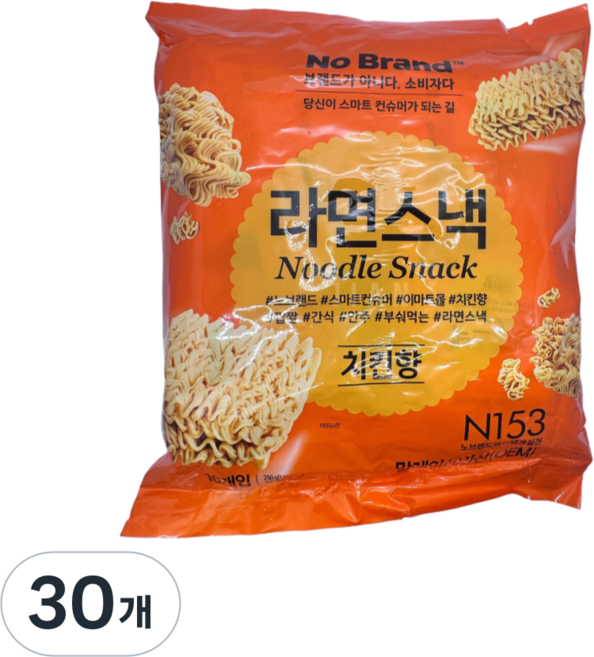 노브랜드 라면스낵 치킨향, 25g, 30개