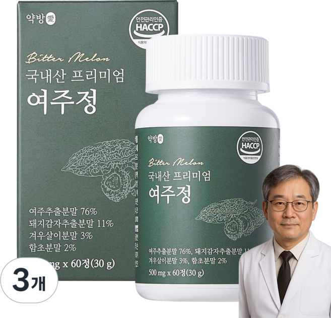 라운지셀 국내산 프리미엄 약방애 여주정, 60정, 3개