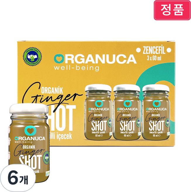 엘리트 오가닉 진저샷, 6개, 60ml