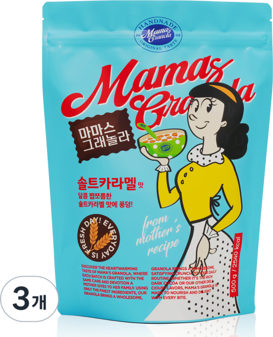 마마스그래놀라 카라멜맛 수제그래놀라 시리얼 식단관리 홈메이드간식, 500g, 3개