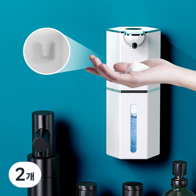 HK.sell 오토버블 디스펜서 벽걸이 충전 핸드워시, 2개, 화이트