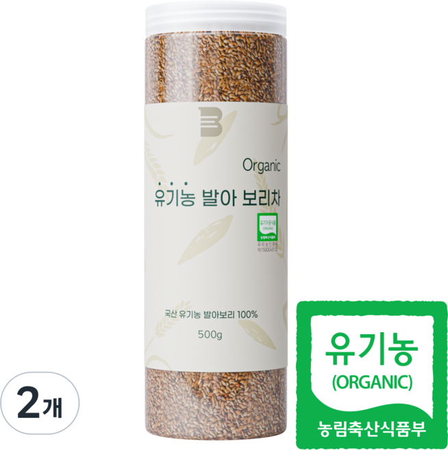 [순수 국산] 비이츠 유기농 볶은 발아 보리차, 2개, 1개입, 500g