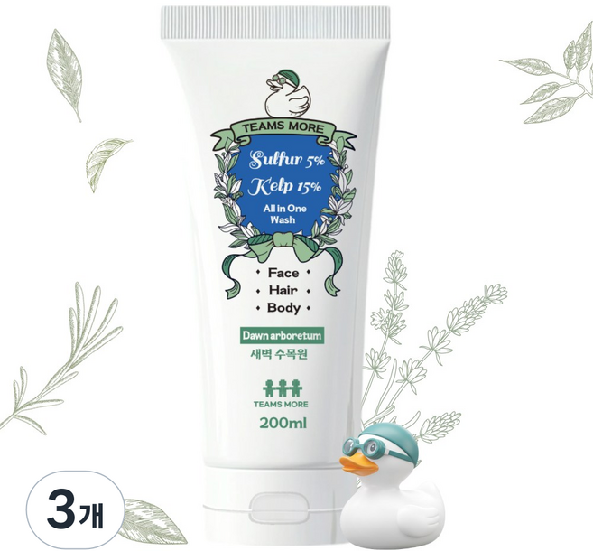 팀스모어 유황 다시마 수영 올인원 워시 새벽수목원, 3개, 200ml