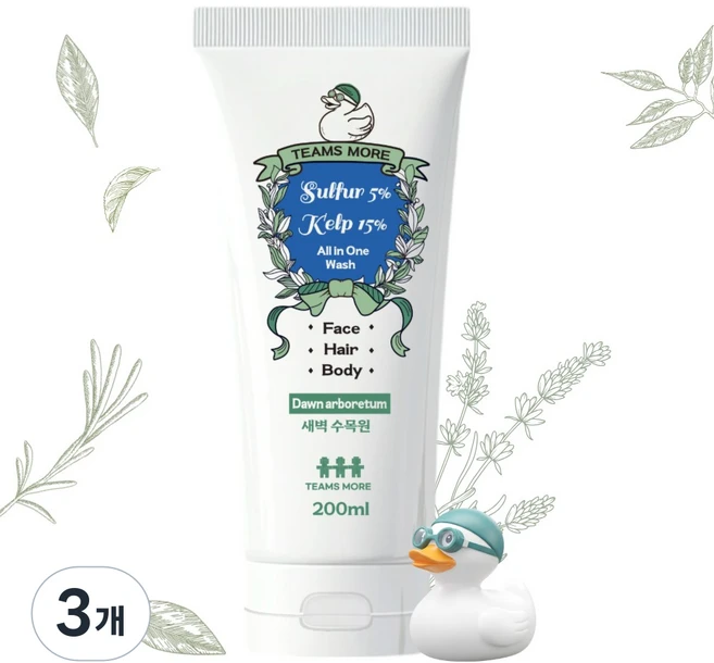 팀스모어 유황 다시마 수영 올인원 워시 새벽수목원, 3개, 200ml - 쿠팡
