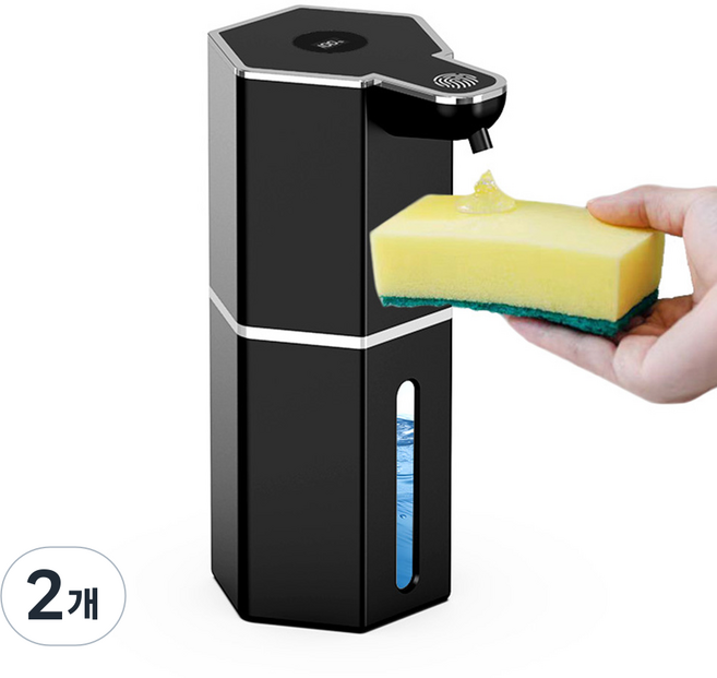 HK.sell 오토버블 디스펜서 벽걸이 충전 핸드워시, 2개, 블랙