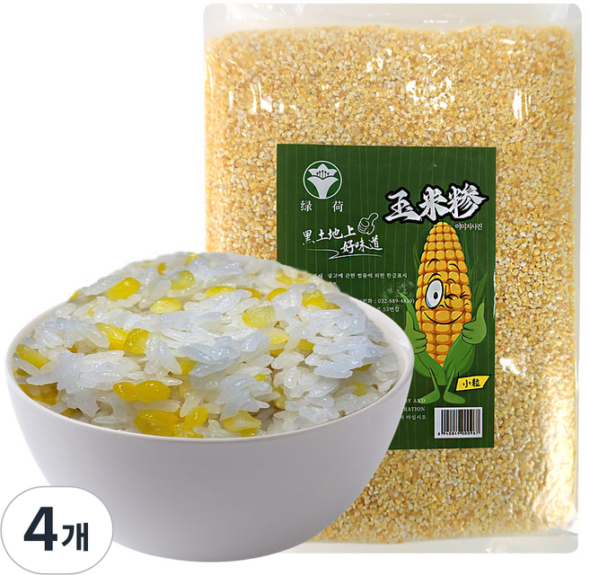 (배터짐)녹허흑토 콘그릿츠 연변 소알 찰옥수수쌀 옥수수쌀, 4개