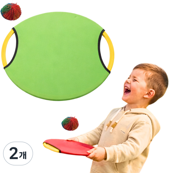 맘스픽 바운싱패드 + 쿠쉬볼 세트 바운스 캐치볼 원반, 2개, 그린