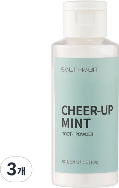 [치얼업 민트 양치소금] 잇몸케어 구취케어 초미립자 천일염 양치소금 먹어도 되는 구운소금, 3개, 100g