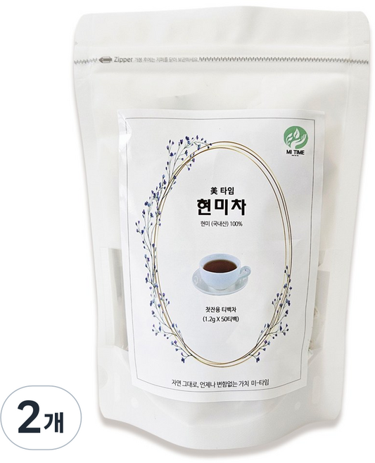 미-타임 국내산 볶은 현미 현미차 티백, 2개, 50개입, 1.2g
