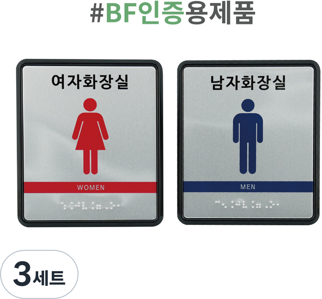 화장실표지판 점자표찰 촉지판, 3세트, 남여화장실세트(남화1개,여화1개)