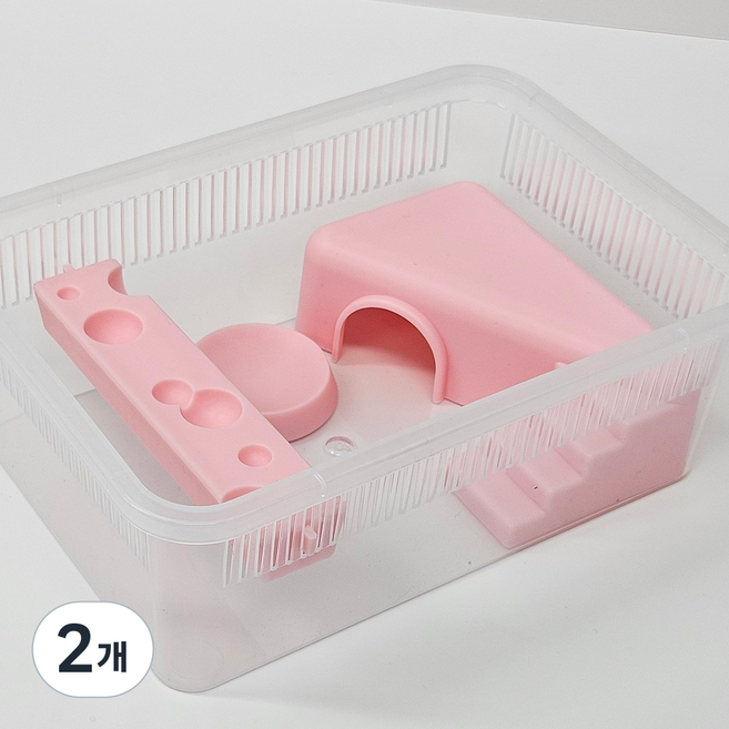 크레마루 치즈 사육장 JIF 적재형 케이지 풀세트, 2개, 핑크