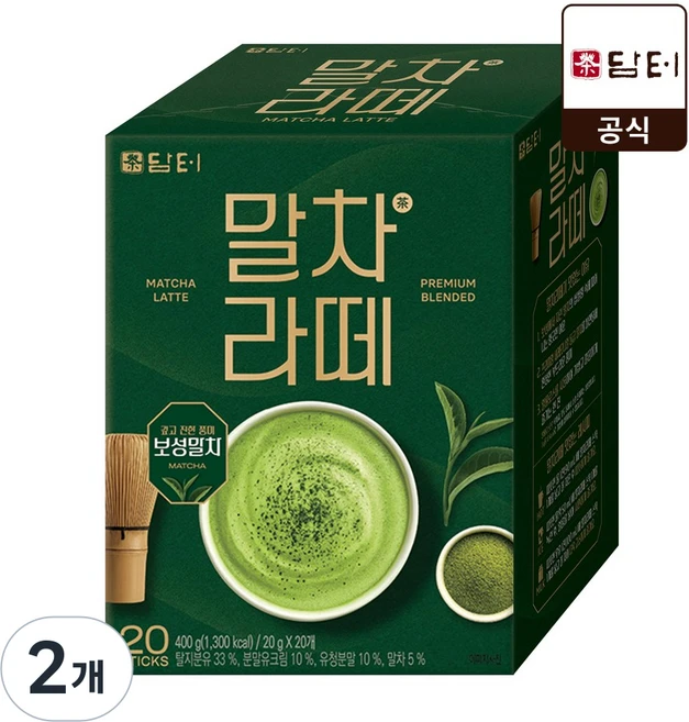 담터 말차라떼, 20g, 2개, 20개입 - 쿠팡