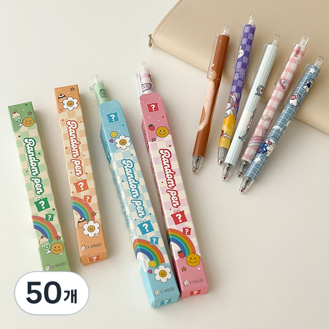 캐릭터 볼펜 세트 학생 학원 행사 단체 선물 답례품, 50개, 혼합