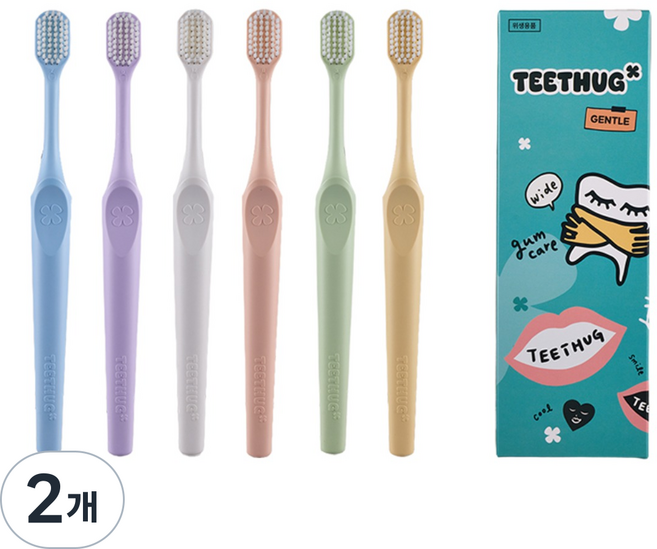 티스허그 이중 초극세모 광폭 칫솔 젠틀 1세트, 2개, 6개입