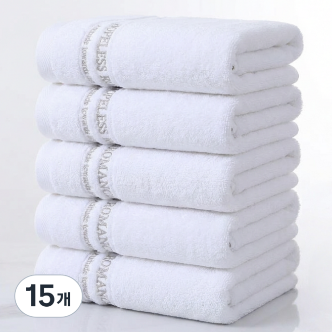 [상덕] 호텔 수건 60수 고급수건 업소용미용세면타월 먼지없는수건 소프트 볼륨, 15개, 흰색