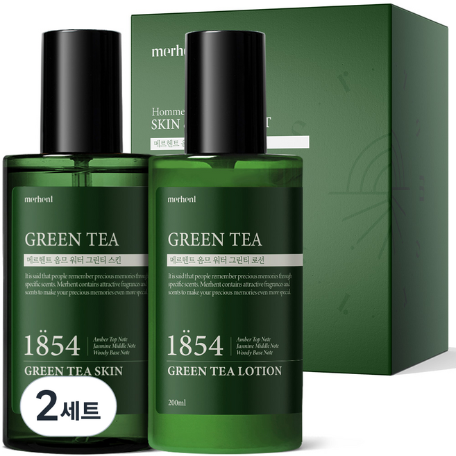 메르헨트 그린티 스킨 로션 올인원세트 대용량 남자 남성 토너 에멀젼 이멀전, 2세트