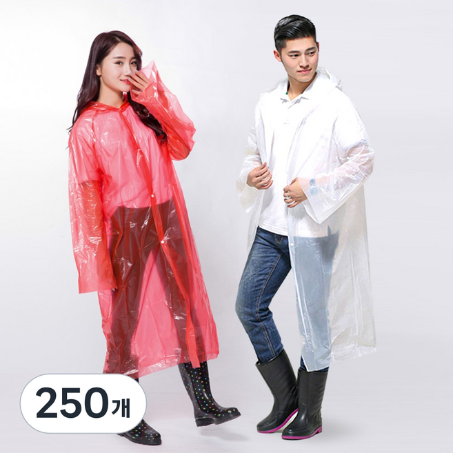 루나폴리 성인용 일회용우의, 250개, 화이트