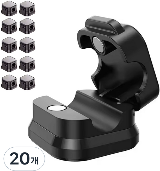 SEAMETAL 차량용 마그네틱 케이블 홀더 usb 선정리 홀더 전선정리, 블랙, 20개