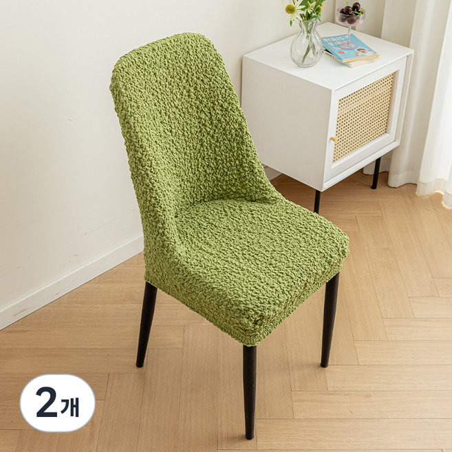 만자천홍 스판 의자커버 식탁의자커버, 2개, 그린