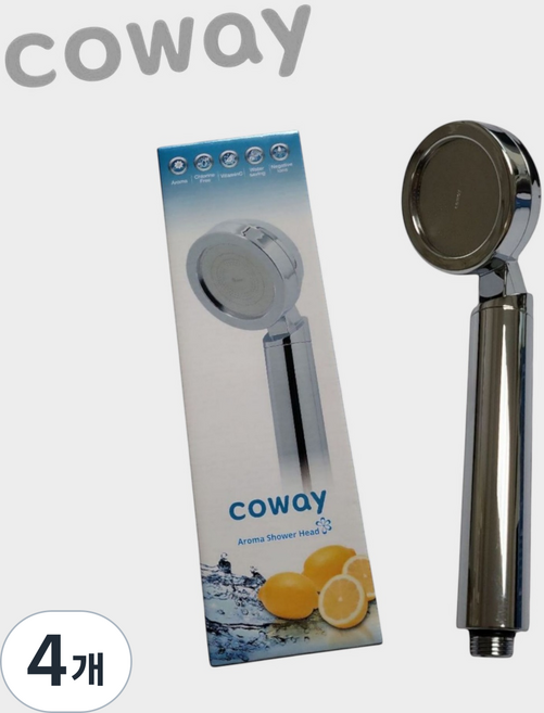 코웨이 부들부들 비타 샤워헤드, 샤워기 실버 구형, 4개