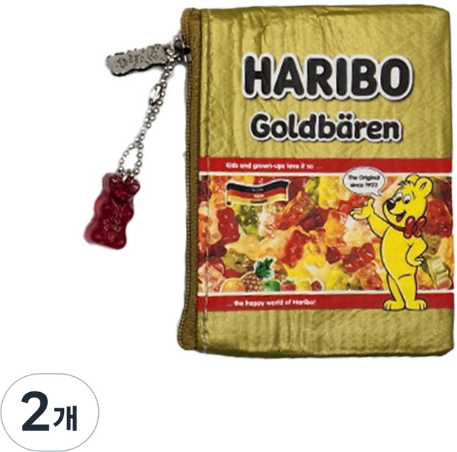 하리보 골드베어 파우치 여자카드지갑 미니백 화장품파우치 네임택, 2개, 하리보 골드베어 파우치(Small)