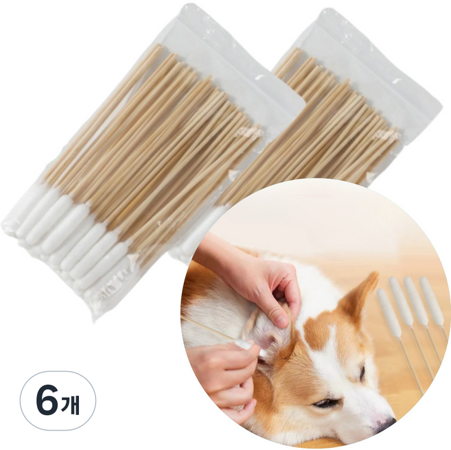 펫홈 애견용 긴 왕면봉, 6개, 50개입