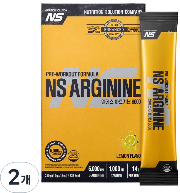 NS 아르기닌 6000 고함량 아미노산보충제 레몬맛, 2개, 15회분