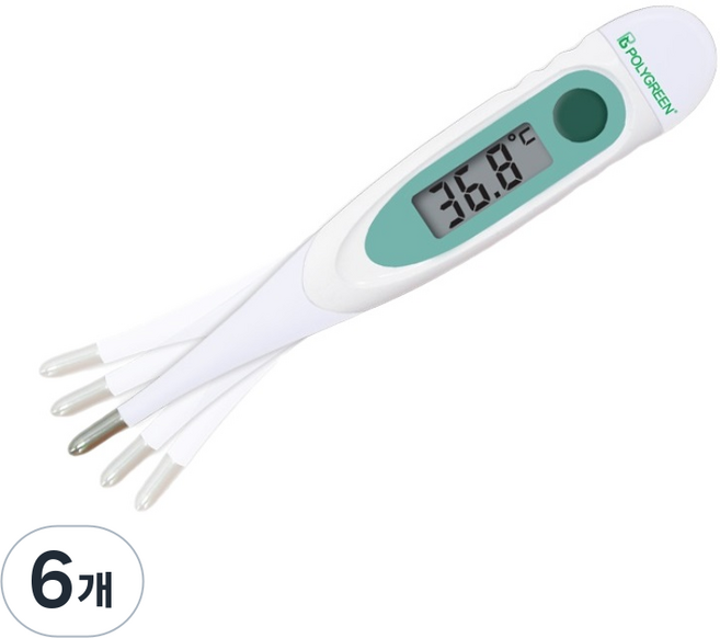 겨드랑이체온계 액와체온계 수은 대용 약국 신생아 아기, 플랙서블팁-60초, 6개