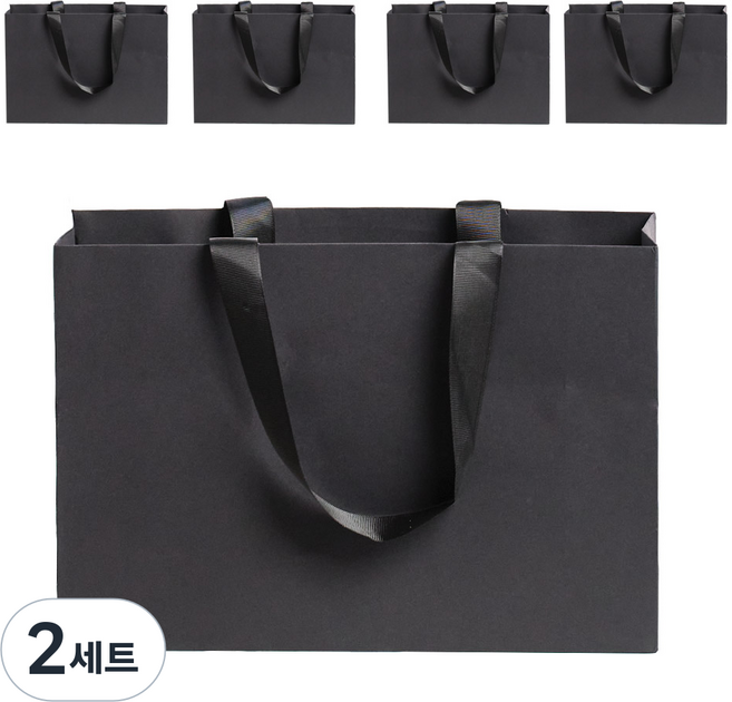VITALO 튼튼하고 깔끔한 고급 선물 쇼핑백 가로형 5P, 2세트, VTL_블랙 대(5P)