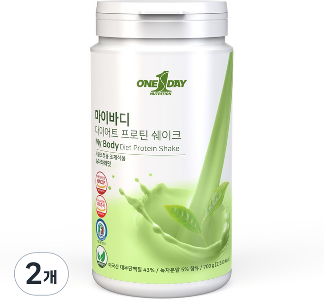 원데이뉴트리션 마이바디 다이어트 프로틴 쉐이크 녹차라떼맛, 700g, 2개
