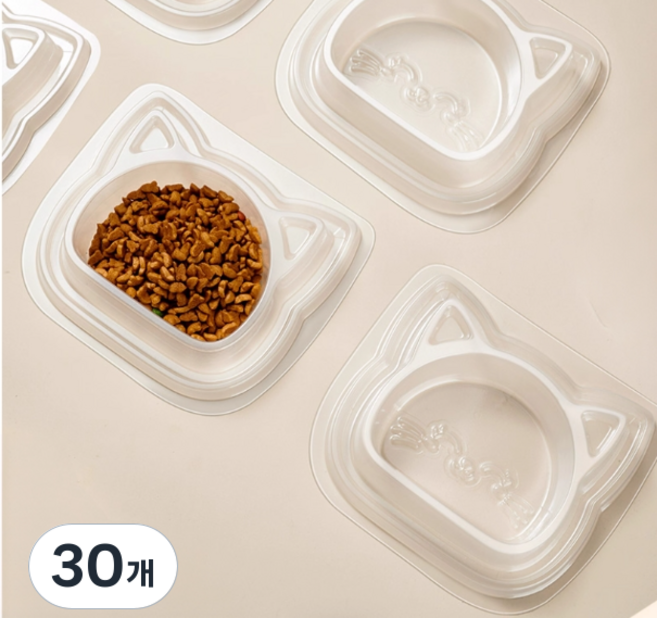 팜리나 길고양이 일회용 밥그릇 식기 개미방지, 30개, 투명 1구
