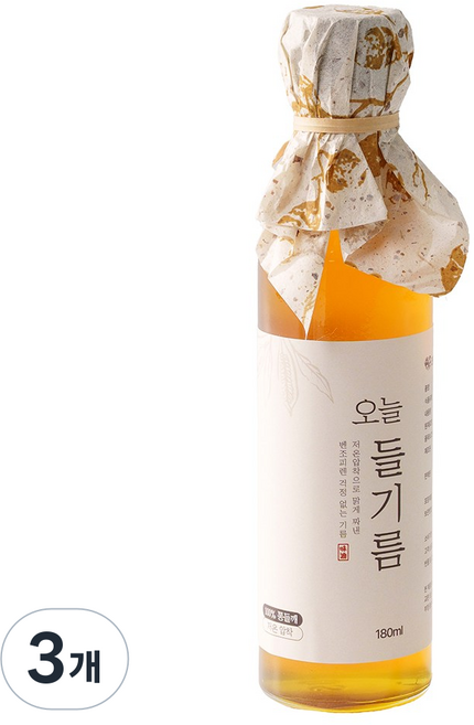 저온압착 통들깨 오늘들기름, 3개, 180ml