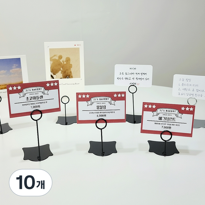 러셔스홈 스탠드 POP 가격표 사진 엽서 꽂이, 10개, Black