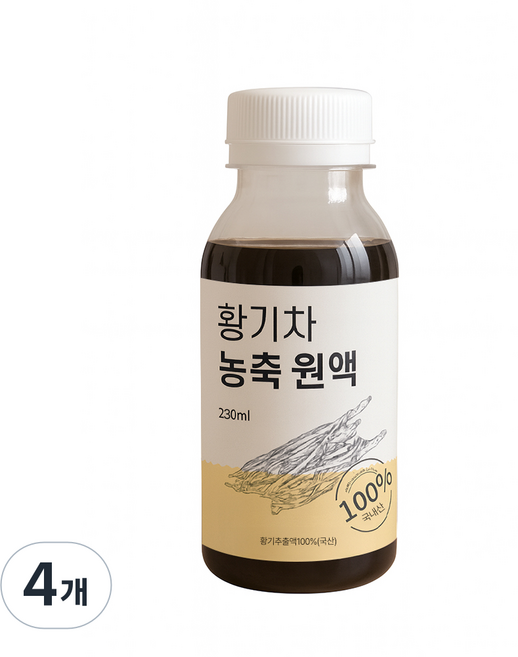 끓일 필요없는 국산 황기추출액 원액 / 액상 황기차, 4개, 230ml