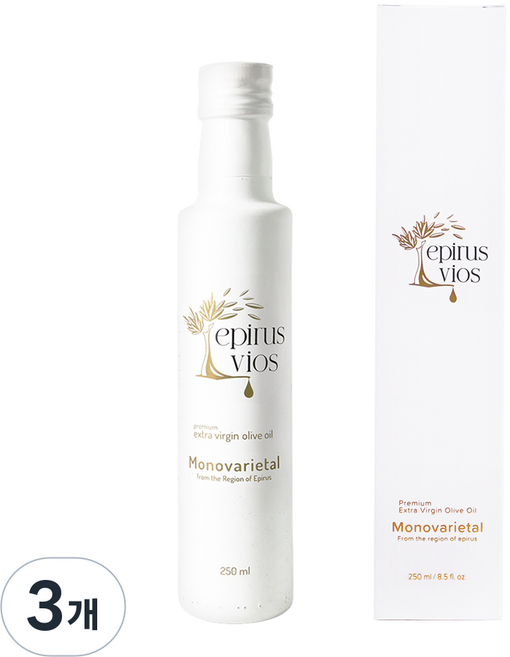 에피루스 비오스 프리미엄 엑스트라 버진 그리스 올리브 오일 (산도 0.25), 3개, 250ml